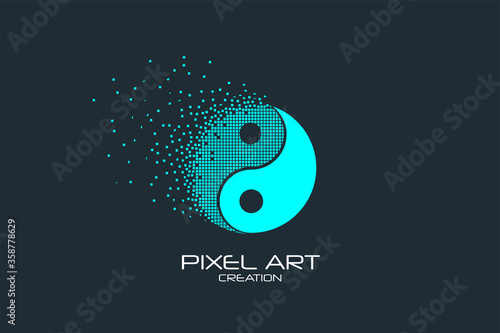 Pixel art design of the yin-yang logo.