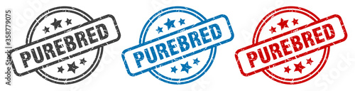 purebred stamp. purebred round isolated sign. purebred label set