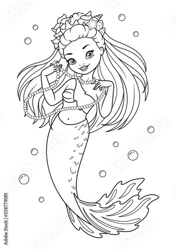 Beautiful Mermaid Fashionista Coloring Page