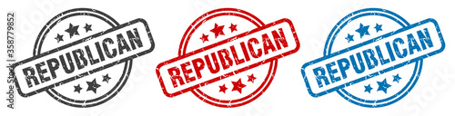 republican stamp. republican round isolated sign. republican label set