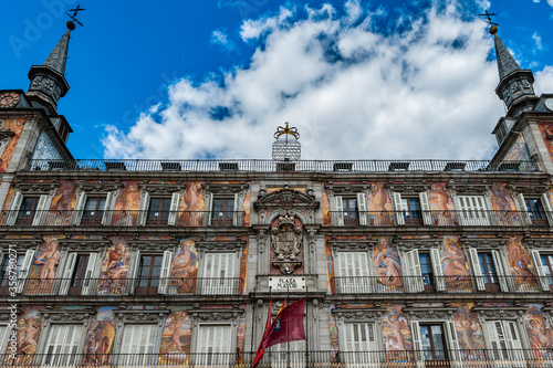 It's Architecture on the Plaza Mayor, Madrid, Spain. It's the Spanish Property of Cultural Interest