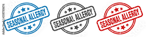 seasonal allergy stamp. seasonal allergy round isolated sign. seasonal allergy label set