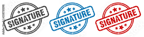 signature stamp. signature round isolated sign. signature label set