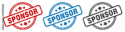sponsor stamp. sponsor round isolated sign. sponsor label set