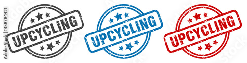 upcycling stamp. upcycling round isolated sign. upcycling label set