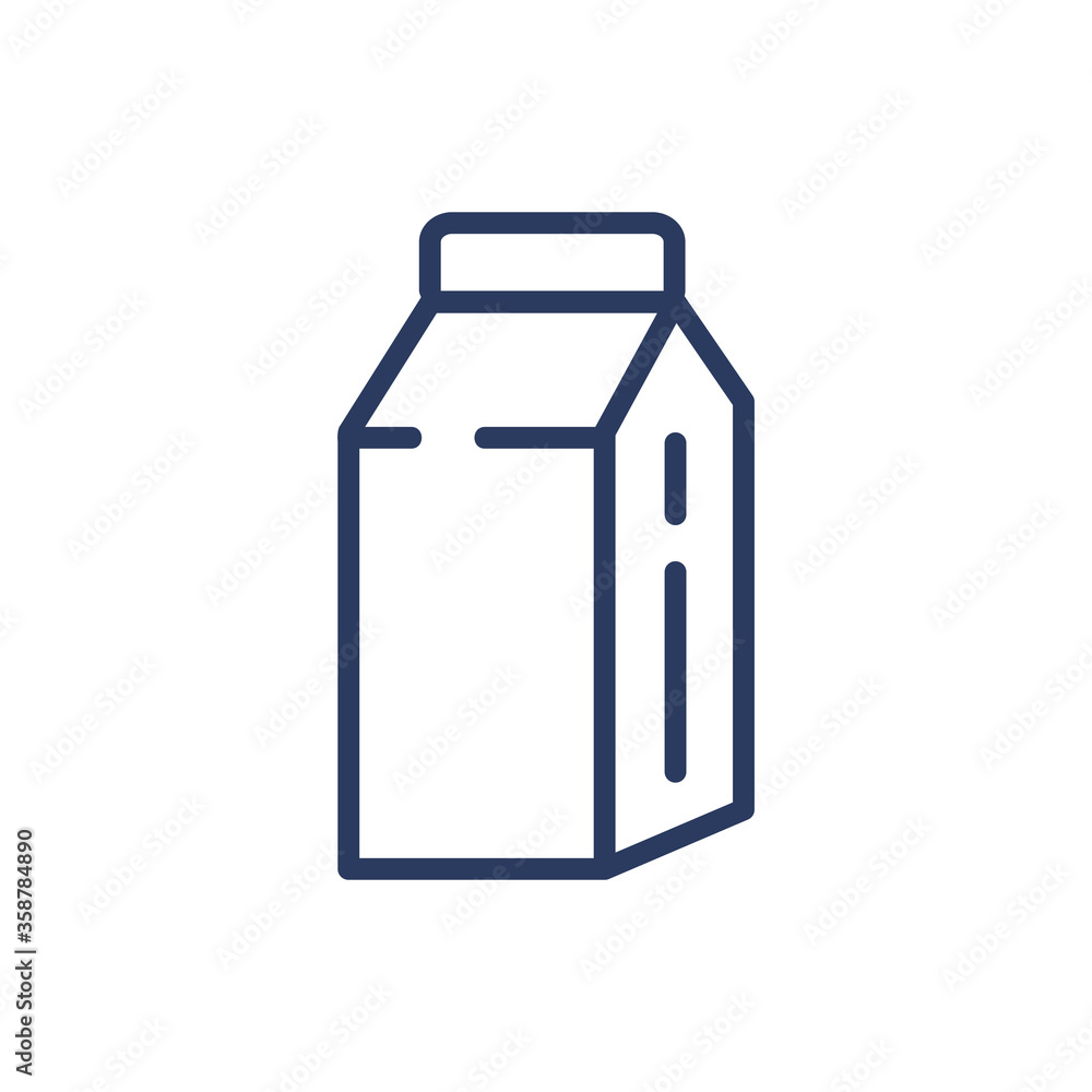 Milk thin line icon. Carton box, package, disposal pack isolated outline sign. Diary product, farming, organic food concept. Vector illustration symbol element for web design and apps Milk thin line icon. Carton box, package, disposal pack isolated outline sign. Diary product, farming, organic food concept. Vector illustration symbol element for web design and apps