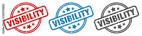 visibility stamp. visibility round isolated sign. visibility label set