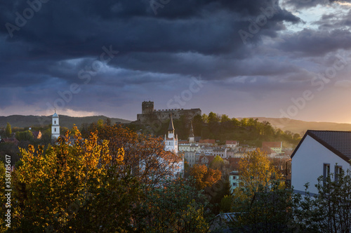 Obraz na płótnie Bolkow Town Panorama, Lower Silesia, Poland w salonie