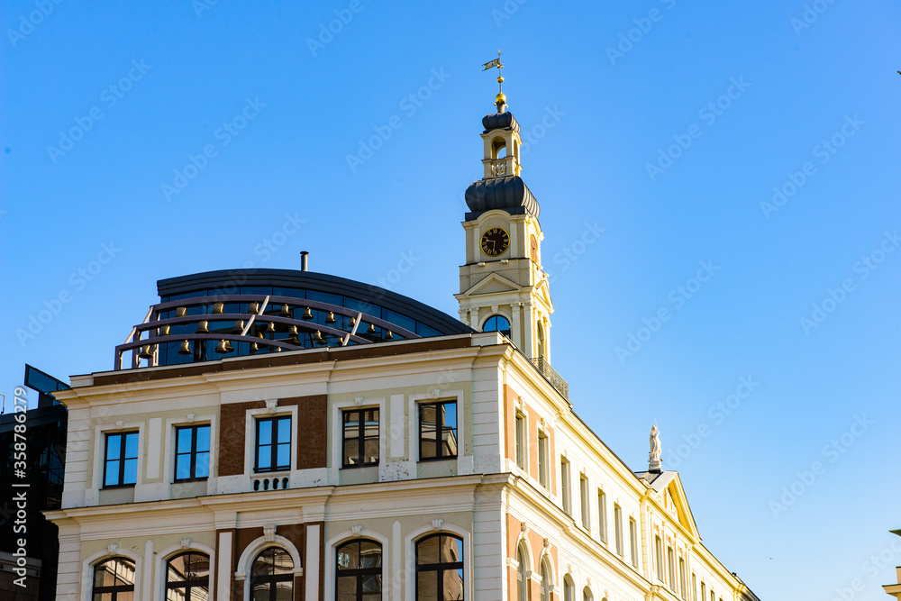 Obraz premium It's Riga City Council in the Old Town of Riga. Riga's historical centre is a UNESCO World Heritage Site