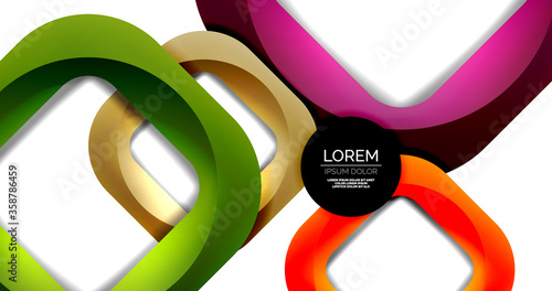 Square geometric vector abstract background, dynamic modern minimal template. Multicolored square shapes with round corners overlapping each other