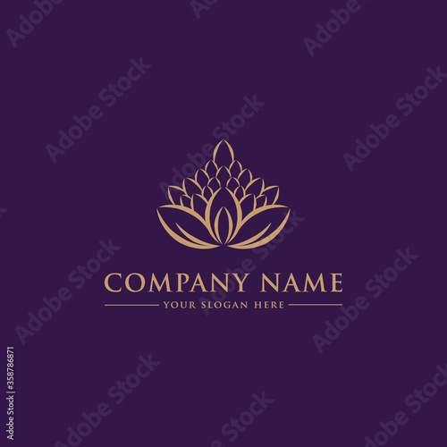 Beauty logo design templates  with lily flower line art icons
