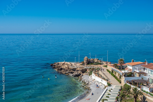 Nerja Costa Del Sol Spain April 194 2019 looking out into the mediterranean sea and Torrecilla Beach