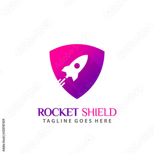 Rocket Shield Up Logo Icon Design Vector Illustration