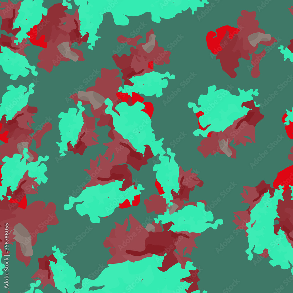 UFO camouflage of various shades of red, brown and green colors