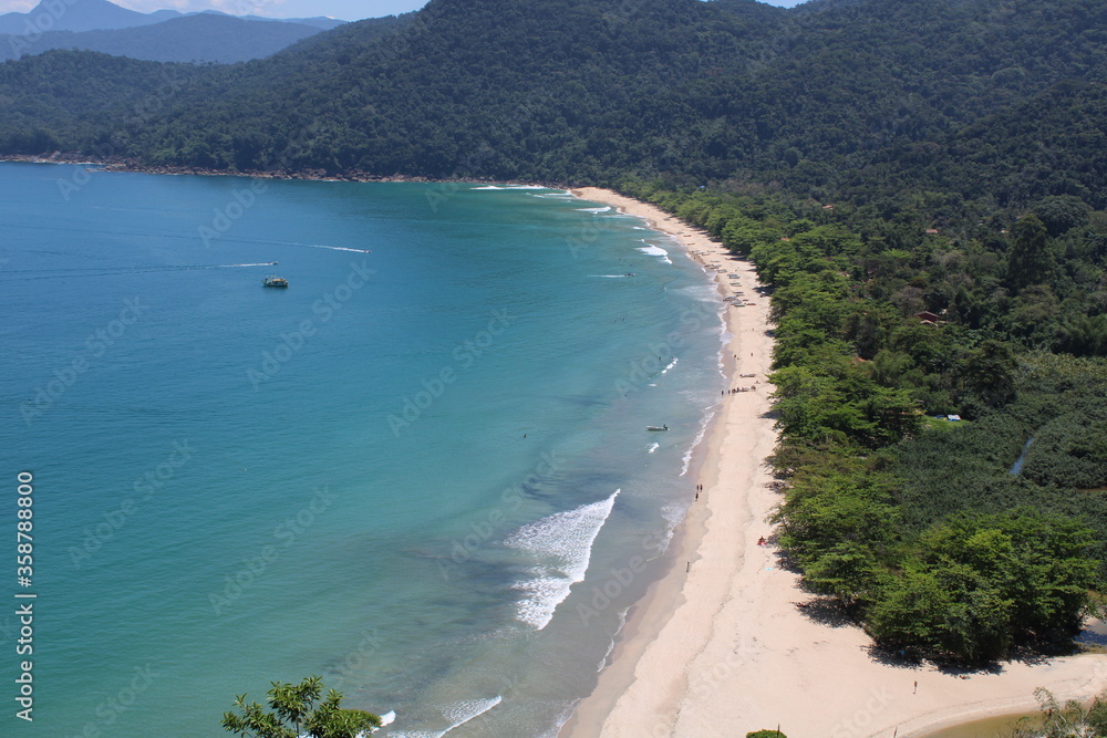 Paraty/Rio de Janeiro / Brazil - JULHO,2019 : Trekking trail through the city of Paraty passing by paradisiacal beaches Paraty/Rio de Janeiro / Brazil - JULHO,2019 : Trekking trail through the city of Paraty passing by paradisiacal beaches