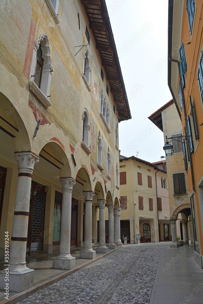 The historic Corso Roma in the centre of Spilimbergo in the Udine province of northern Italy