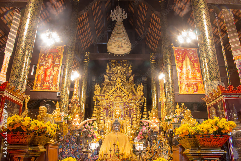 Golden Buddha in Wat Pa Daraphirom Temple ,Chiang Mai ,Thailand