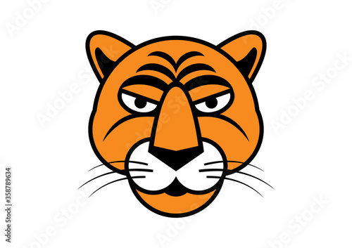 Tiger head simple graphic icon vector. Feline beast simple graphic icon. Tiger head icon isolated on a white background. Cute tiger head cartoon character