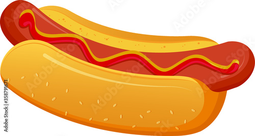 Hotdog - Vector and Illustration for menus brochure poster and fast foodicon. Isolated on white background.