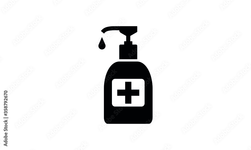 Icon of hygiene procedure, disease prevention. Vector sanitizer and antiseptic alcohol gel symbol. Healthcare Icon of hygiene procedure, disease prevention. Vector sanitizer and antiseptic alcohol gel symbol. Healthcare