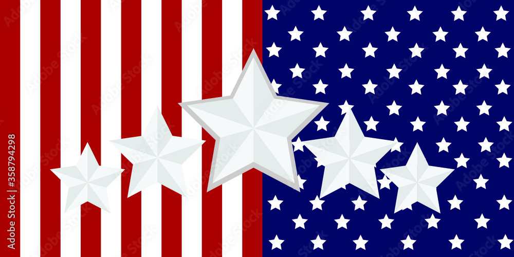 Obraz premium America flag celebration independence day .Colored flag Vector modern pattern with white star.