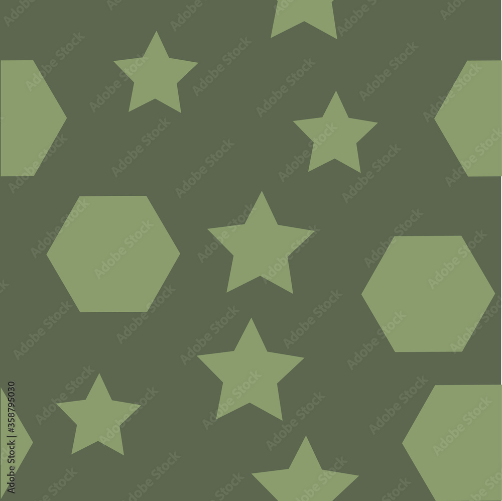 seamless abstract geometric pattern with stars and hexagons on a green background for fabric and Wallpaper seamless abstract geometric pattern with stars and hexagons on a green background for fabric and Wallpaper