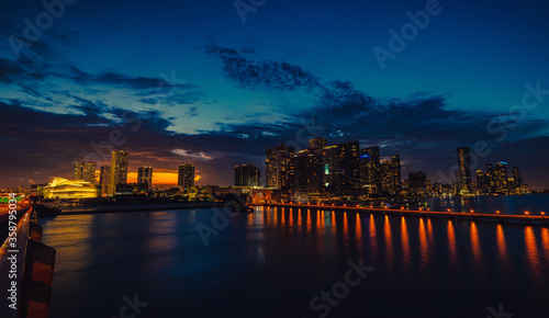 night view of the city miami florida buildings bridge 