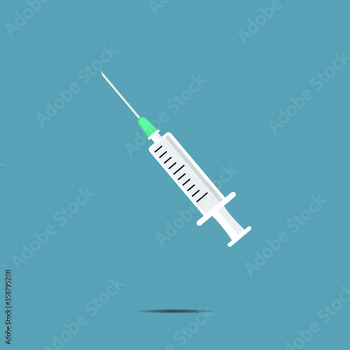 Injections and medicines Vaccine and syringe Vector icon illustration