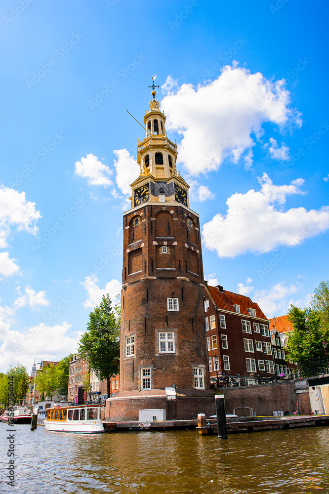 It's Clock tower in Amsterdam, Netherlands