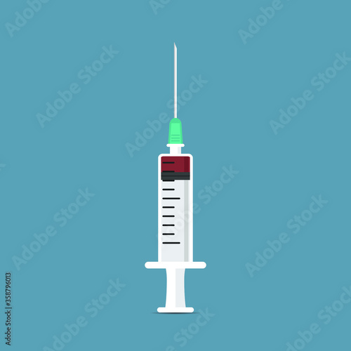 Injections and medicines Vaccine and syringe Vector icon illustration