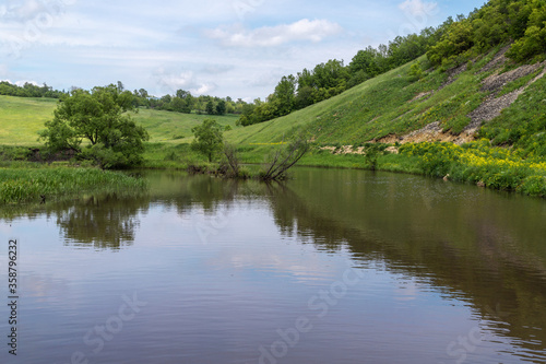 Picturesque valley of the river Vorgol in the Lipetsk region. Russia.