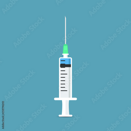 Injections and medicines Vaccine and syringe Vector icon illustration