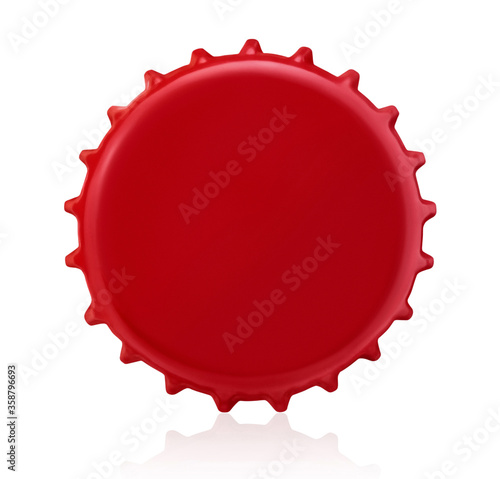 Red bottle cap isolated on white background.