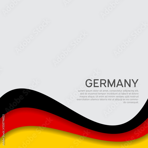 Abstract waving germany flag. Paper cut style. Creative background for design of patriotic holiday card. National poster. State German patriotic cover, flyer. Vector tricolor design