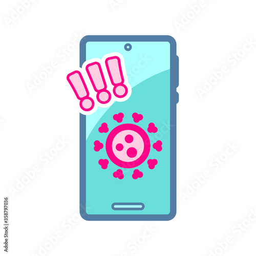 Tracing app warning icon in color isolated on white. Vector illustration.