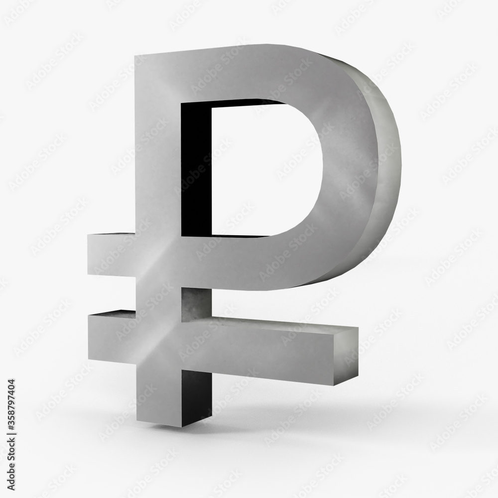 rubble icon silver color 3D currency symbols, currency icon right view rubble icon silver color 3D currency symbols, currency icon right view