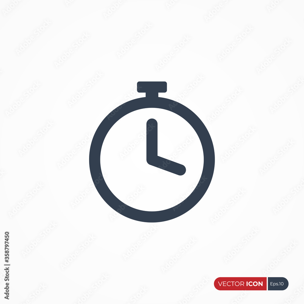 Clock Icon Linear Style isolated on White Background. Flat Line Vector Icon Design Template Element. Clock Icon Linear Style isolated on White Background. Flat Line Vector Icon Design Template Element.