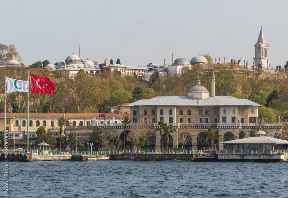 
Istanbul, Turkey - main residence and administrative headquarters of the Ottoman sultans, the Topkapi Palace is one of the main landmarks in Istanbul. Here in particular its shape
