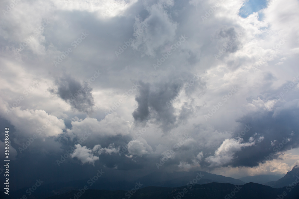 Storm clouds in Bergueda mountains, Barcelona, Pyrenees, Spain