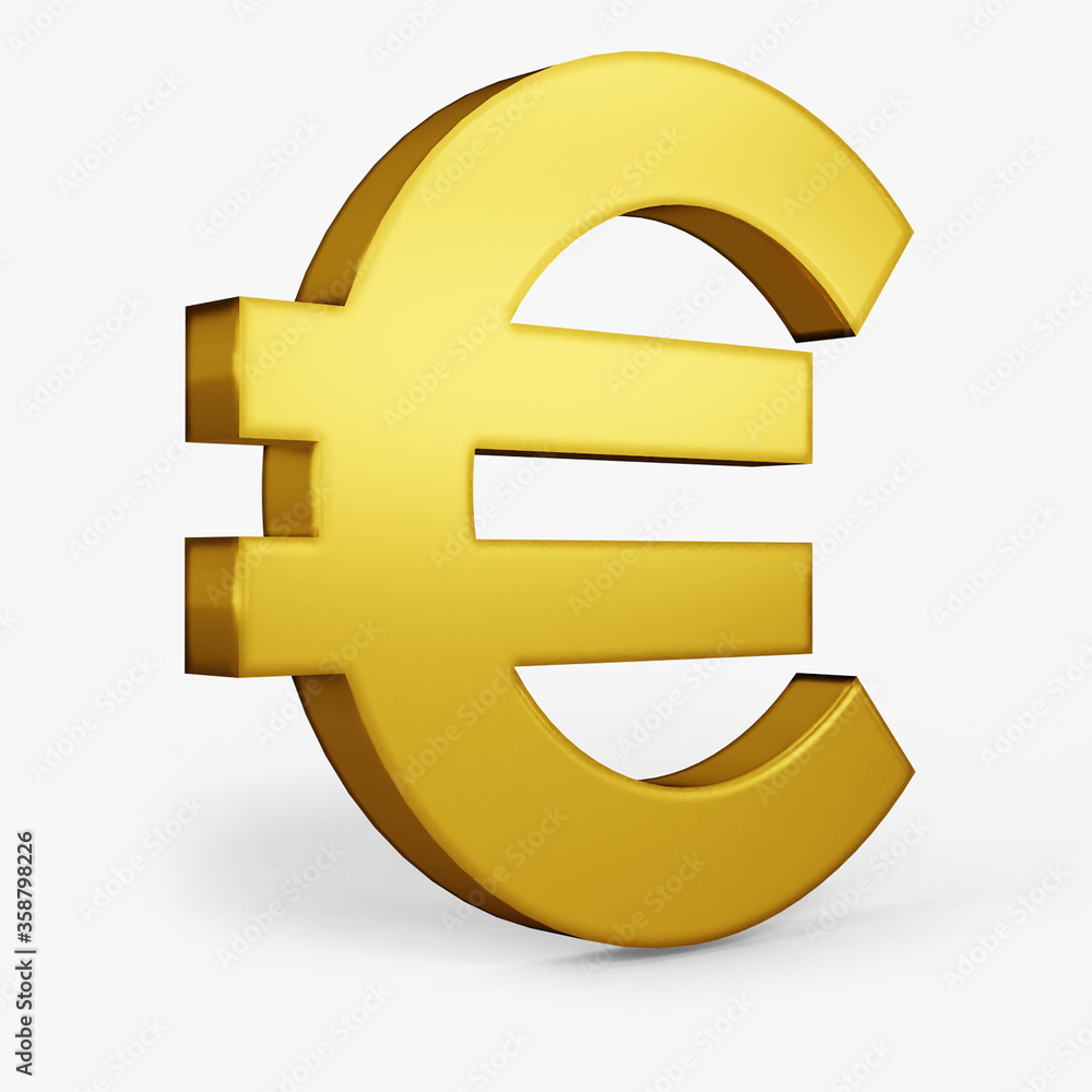 euro icon gold color 3D currency symbols, currency icon left view euro icon gold color 3D currency symbols, currency icon left view