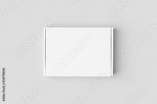 White cardboard postal, mailing box mockup. © Shablon
