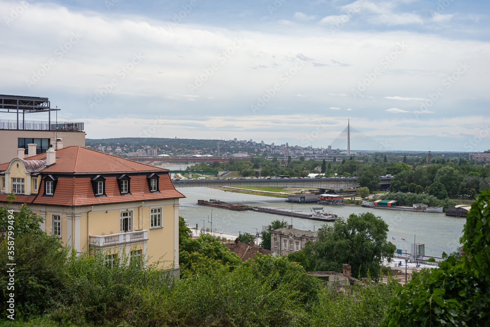 Belgrade, Serbia June 6, 2020, View from the Kalemegdan fortress in Belgrade, Serbia