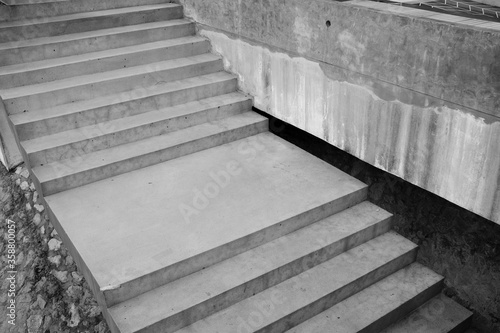 old vintage Cement stairs, black and white street photography