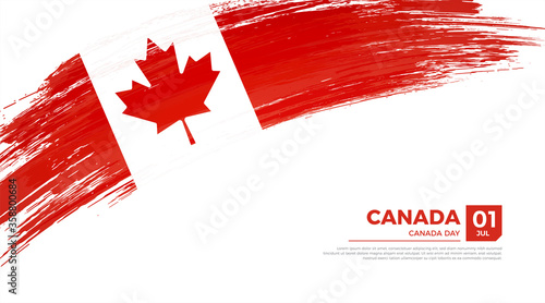 Flag of Canada country. Happy canada day background with grunge brush flag illustration