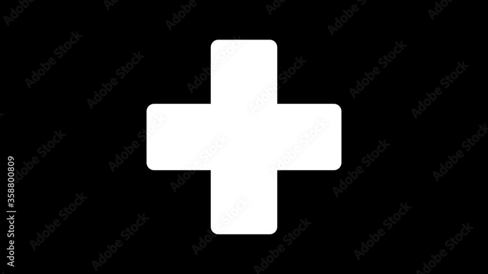 animation of plus add icon. glitch old screen display animation. Retro Simple Medical health video footage, 4K animation of plus add icon. glitch old screen display animation. Retro Simple Medical health video footage, 4K