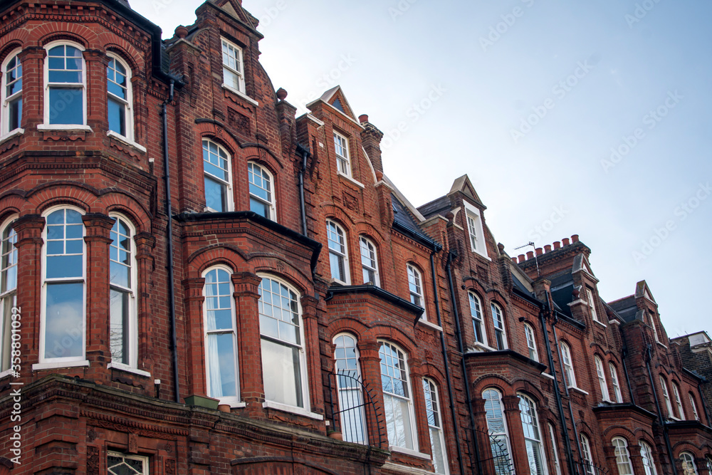 Row of attractive terraced London townhouses