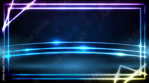abstract futuristic background of glowing neon interface frame technology