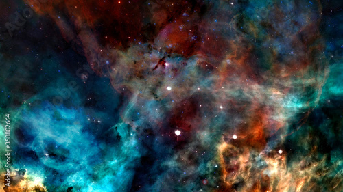 Fototapeta Naklejka Na Ścianę i Meble -  Blue space nebula. Elements of this image furnished by NASA