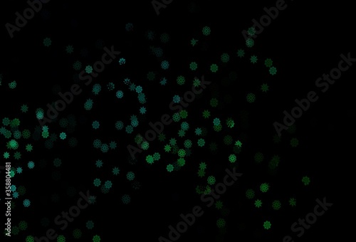 Dark Blue, Green vector pattern with christmas snowflakes.