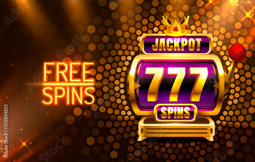 Jackpot King spins 777 banner casino on the golden background.